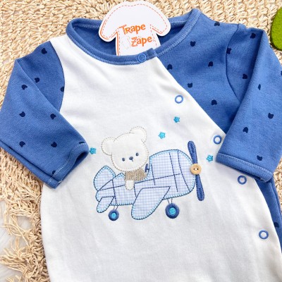 Macacão Trape Zape - Ursinho Aviador - Azul Jeans